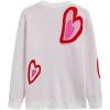 imageCHICWISH Women Casual Heart Pattern Knit Sweater Crew Neck Long Sleeve Valentines Soft Cute Pullover Sweater TopWhite