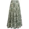 imageCHICWISH Women Chiffon Maxi Skirt Damask Print Elastic High Waist Tiered Pleated Flowy Long SkirtGreen
