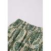 imageCHICWISH Women Chiffon Maxi Skirt Damask Print Elastic High Waist Tiered Pleated Flowy Long SkirtGreen