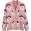 imageCHICWISH Women Christmas Santa Sweaters Cardigan V Neck Long Sleeve Cute Funny Button Holiday Chunky Xmas Knit CardigansPink