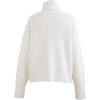 imageCHICWISH Women Comfy Casual Long Sleeve Heart Shape Patched GreyWhiteNavy Knit Top Pullover SweaterWhitelittle Heart