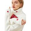 imageCHICWISH Women Comfy Casual Long Sleeve Heart Shape Patched GreyWhiteNavy Knit Top Pullover SweaterWhitelittle Heart