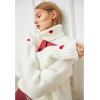 imageCHICWISH Women Comfy Casual Long Sleeve Heart Shape Patched GreyWhiteNavy Knit Top Pullover SweaterWhitelittle Heart