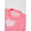imageCHICWISH Women Cute Fuzzy Hearts Knit Sweaters Soft Long Sleeve Crewneck Romantic Valentine Party Pullover TopsCandy Pink