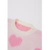 imageCHICWISH Women Cute Fuzzy Hearts Knit Sweaters Soft Long Sleeve Crewneck Romantic Valentine Party Pullover TopsLight Pink