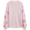 imageCHICWISH Women Cute Fuzzy Hearts Knit Sweaters Soft Long Sleeve Crewneck Romantic Valentine Party Pullover TopsLight Pink