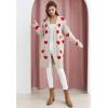 imageCHICWISH Women Knit Open Front Cardigans Cute Heart Pattern Long Sleeve Chunky Casual Cardigan Sweaters With PocketsIvory