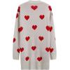imageCHICWISH Women Knit Open Front Cardigans Cute Heart Pattern Long Sleeve Chunky Casual Cardigan Sweaters With PocketsIvory
