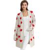 imageCHICWISH Women Knit Open Front Cardigans Cute Heart Pattern Long Sleeve Chunky Casual Cardigan Sweaters With PocketsIvory