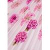 imageCHICWISH Women Long Sleeve Maxi Dress Watercolor Floral Print Crewneck Casual Pleated Summer Long Dresses with BeltPink