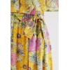 imageCHICWISH Women OffShoulder Maxi Dress Flower Printed Ruffle High Waist Chiffon Dress Yellow Flowy Long Dress with BeltYellow
