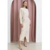 imageCHICWISH Women Satin Long Sleeve Maxi Dress Elegant Boat Neck Wrapped Waist Casual Magenta Spring DressesIvory