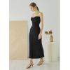 imageCHICWISH Women Strapless Long Maxi Dress Sexy Bodycon Twist Knot Front Knit Dress Off Shoulder Sleeveless Cocktail DressesBlack