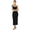 imageCHICWISH Women Strapless Long Maxi Dress Sexy Bodycon Twist Knot Front Knit Dress Off Shoulder Sleeveless Cocktail DressesBlack