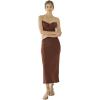 imageCHICWISH Women Strapless Long Maxi Dress Sexy Bodycon Twist Knot Front Knit Dress Off Shoulder Sleeveless Cocktail DressesBrown