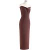 imageCHICWISH Women Strapless Long Maxi Dress Sexy Bodycon Twist Knot Front Knit Dress Off Shoulder Sleeveless Cocktail DressesBrown