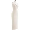 imageCHICWISH Women Strapless Long Maxi Dress Sexy Bodycon Twist Knot Front Knit Dress Off Shoulder Sleeveless Cocktail DressesIvory