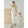 imageCHICWISH Women Strapless Long Maxi Dress Sexy Bodycon Twist Knot Front Knit Dress Off Shoulder Sleeveless Cocktail DressesIvory