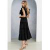 imageCHICWISH Women Summer Crochet Trim Sleeveless Midi Dress Crewneck A Line Tiered Flowy Cotton Casual Long DressBlack