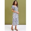 imageCHICWISH Women Summer Embroidery Square Neck Cotton Midi Dress Open Back Ruffle Cap Short Sleeve Flowy Blue Long DressesBlue
