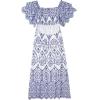 imageCHICWISH Women Summer Embroidery Square Neck Cotton Midi Dress Open Back Ruffle Cap Short Sleeve Flowy Blue Long DressesBlue