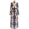 imageCHICWISH Women V Neck Floral Embroidered Mesh Maxi Dress Long Sleeve High Waist ALine Cocktail Party Elegant Long DressNavy