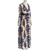 imageCHICWISH Women V Neck Floral Embroidered Mesh Maxi Dress Long Sleeve High Waist ALine Cocktail Party Elegant Long DressNavy