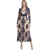 imageCHICWISH Women V Neck Floral Embroidered Mesh Maxi Dress Long Sleeve High Waist ALine Cocktail Party Elegant Long DressNavy