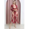 imageCHICWISH Women V Neck Floral Embroidered Mesh Maxi Dress Long Sleeve High Waist ALine Cocktail Party Elegant Long DressWine