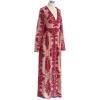 imageCHICWISH Women V Neck Floral Embroidered Mesh Maxi Dress Long Sleeve High Waist ALine Cocktail Party Elegant Long DressWine