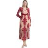 imageCHICWISH Women V Neck Floral Embroidered Mesh Maxi Dress Long Sleeve High Waist ALine Cocktail Party Elegant Long DressWine