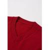 imageCHICWISH Women V Neck Knit Sweater Dress Long Sleeve Soft Casual Trendy Holiday Pullover Mini Dress with PomPom ScarfRed