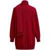 imageCHICWISH Women V Neck Knit Sweater Dress Long Sleeve Soft Casual Trendy Holiday Pullover Mini Dress with PomPom ScarfRed