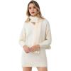 imageCHICWISH Women V Neck Knit Sweater Dress Long Sleeve Soft Casual Trendy Holiday Pullover Mini Dress with PomPom ScarfWhite