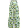 imageCHICWISH Women WideLeg Pants Lemon Printed High Waisted Belted Loose Trousers Casual Long Straight Pants with PocketsGreen