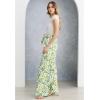 imageCHICWISH Women WideLeg Pants Lemon Printed High Waisted Belted Loose Trousers Casual Long Straight Pants with PocketsGreen