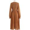 imageCHICWISH Womens CaramelBlackBlueCream Knit Spliced SelfTie Pleated Wrap Midi DressCaramel