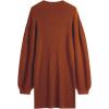 imageCHICWISH Womens CaramelGreen Lantern Sleeve Round Neck Ribbed Sweater DressCaramel