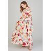 imageCHICWISH Womens Cream Scarf Plunging Vernal Blossom Chiffon Maxi DressCream