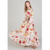 imageCHICWISH Womens Cream Scarf Plunging Vernal Blossom Chiffon Maxi DressCream