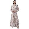 imageCHICWISH Womens Darling Autumn Scenery Tie Neck VNeck Chiffon Maxi DressWhite