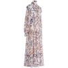 imageCHICWISH Womens Darling Autumn Scenery Tie Neck VNeck Chiffon Maxi DressWhite