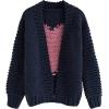 imageCHICWISH Womens Navy Key to My Heart Hand Knit Chunky CardiganNavy