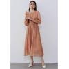 imageCHICWISH Womens NavyCreamApricot 2023 Casual Dress Zigzag Flock Dot Fall Dresses Tie Waist Maxi Midi DressApricot