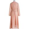 imageCHICWISH Womens NavyCreamApricot 2023 Casual Dress Zigzag Flock Dot Fall Dresses Tie Waist Maxi Midi DressApricot