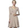imageCHICWISH Womens NudeRedBlackEmeraldLilac VNeck TieWaist Wrap Pleated Ribbed Knitted DressNude