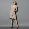 imageCHICWISH Womens NudeRedBlackEmeraldLilac VNeck TieWaist Wrap Pleated Ribbed Knitted DressNude