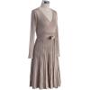 imageCHICWISH Womens NudeRedBlackEmeraldLilac VNeck TieWaist Wrap Pleated Ribbed Knitted DressNude