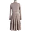 imageCHICWISH Womens NudeRedBlackEmeraldLilac VNeck TieWaist Wrap Pleated Ribbed Knitted DressNude