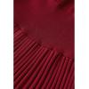 imageCHICWISH Womens NudeRedBlackEmeraldLilac VNeck TieWaist Wrap Pleated Ribbed Knitted DressRed